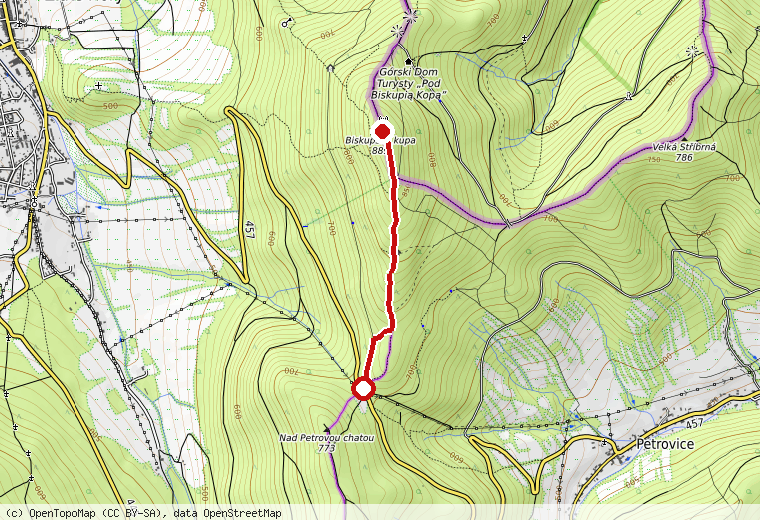 Náhled trasy na turistické mapě