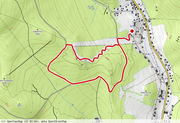 Náhled trasy na turistické mapě