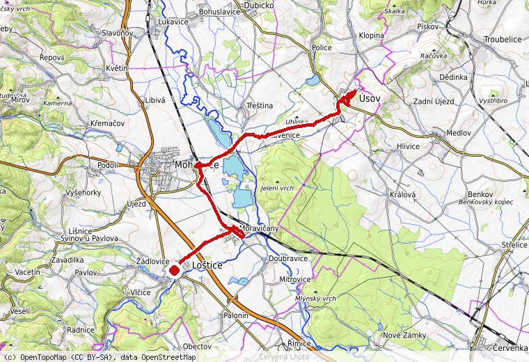 Náhled trasy na turistické mapě