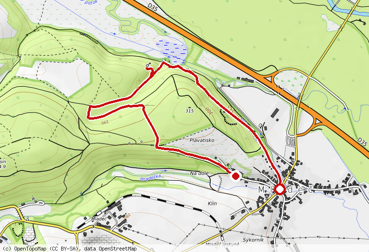 Náhled trasy na turistické mapě