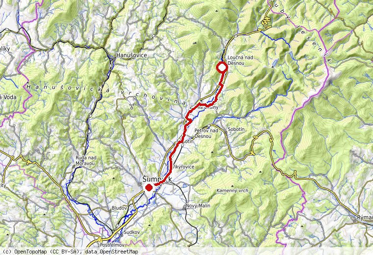 Náhled trasy na turistické mapě