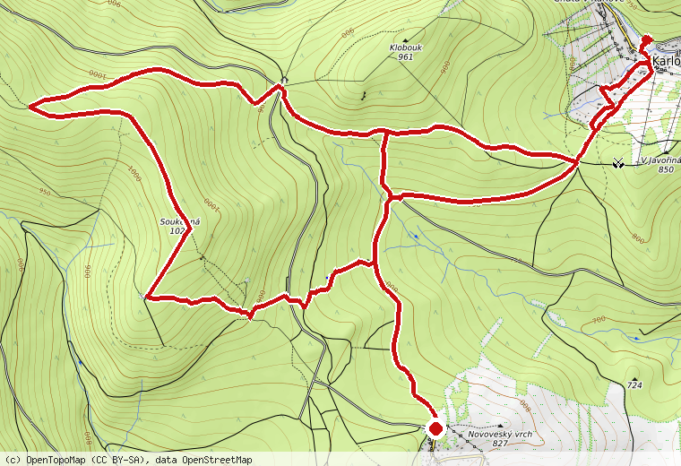 Náhled trasy na turistické mapě