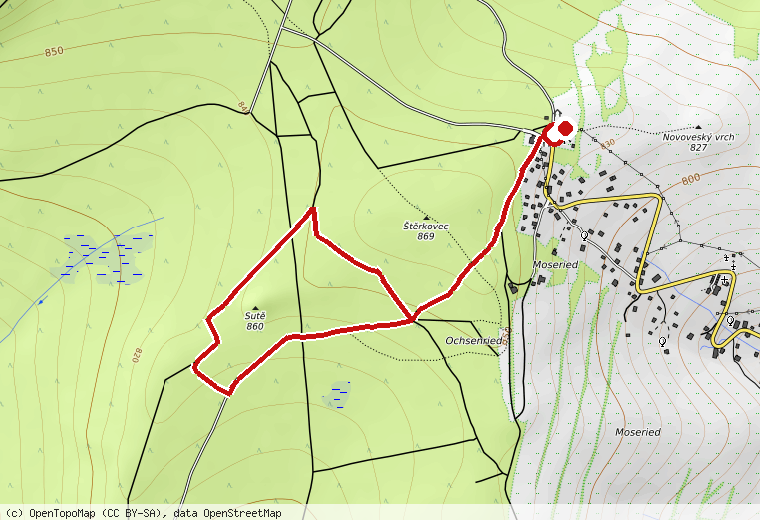 Náhled trasy na turistické mapě