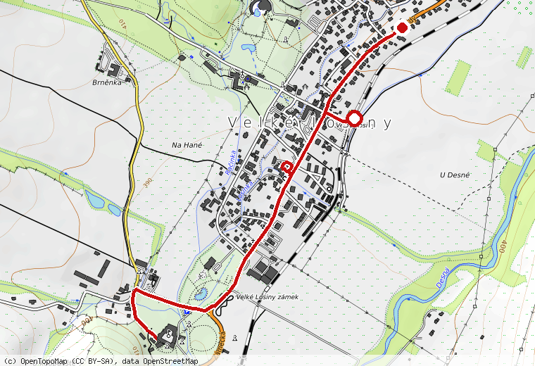 Náhled trasy na turistické mapě