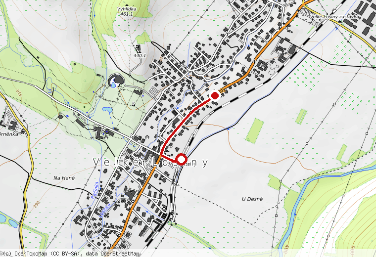 Náhled trasy na turistické mapě